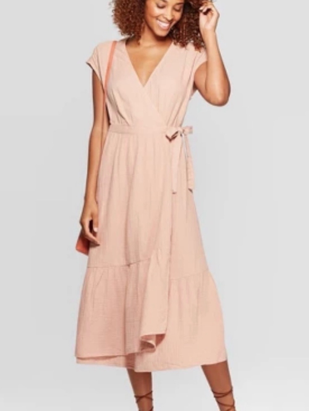 Universal Thread Target/V-Neck Ruffle Hem/Midi dress/ gauze soft/boho chic sz M